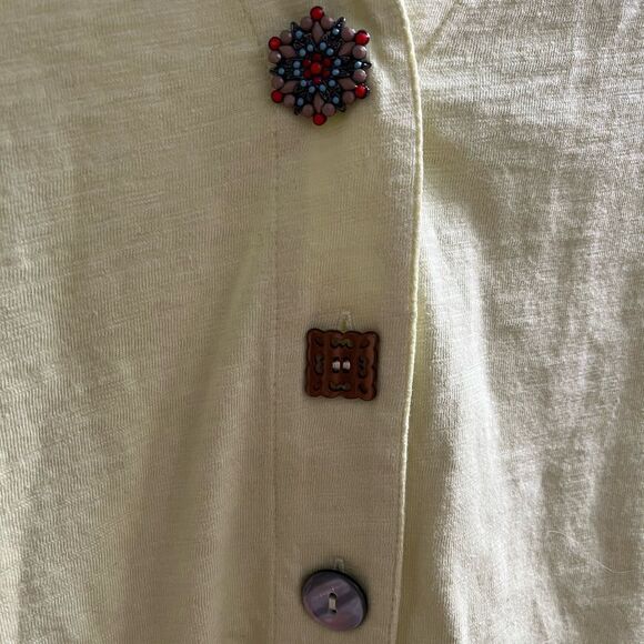 Soft Surroundings Danielle Button Top Tunic sz M Chartreuse - Picture 2 of 8